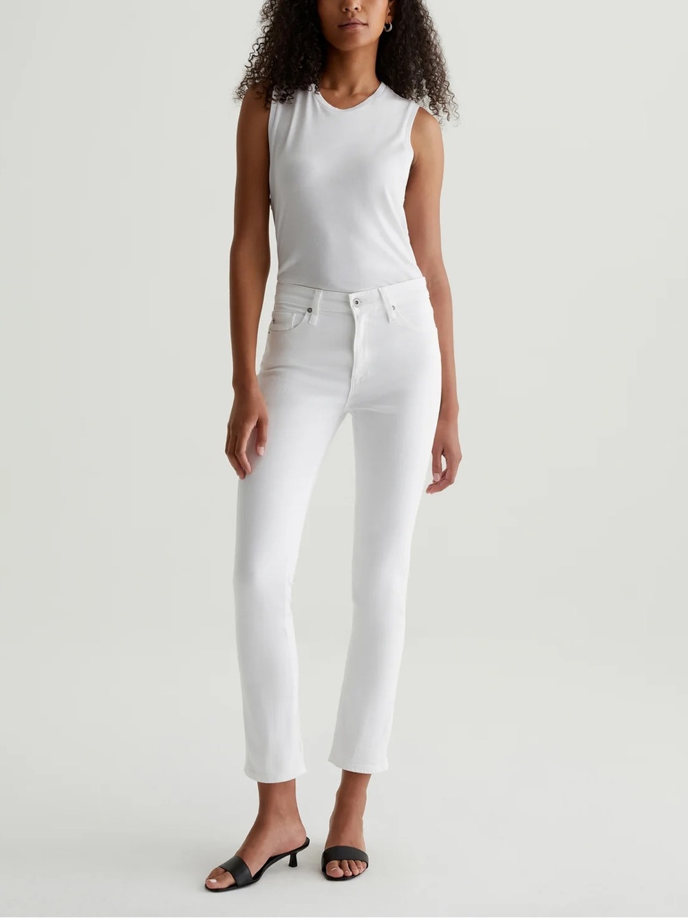 AG Adriano Goldschmied Mari High-Rise Slim Straight Jeans | White | 27